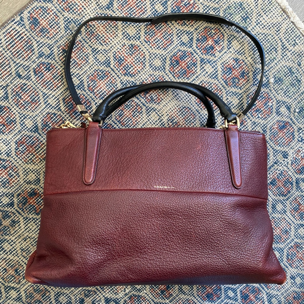 Coach Large Borough bag in Pebbled Leather (Oxblood 28160)